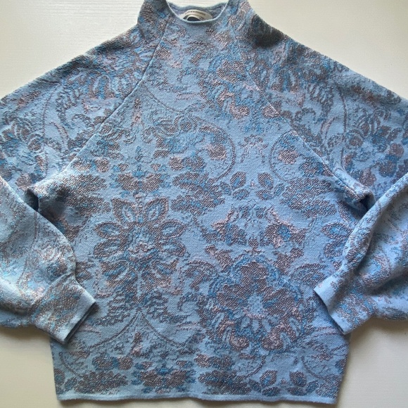 Anthropologie The Beatriz Mock-Neck Sweater Lurex Edition Blue Size XS - Picture 2 of 16